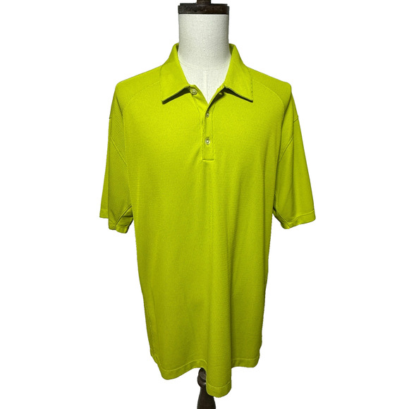 Nike Golf Shirt Mens XXL Neon Green Fit Dry Short Sleeve Stretchy Polo Preppy - Picture 4 of 9